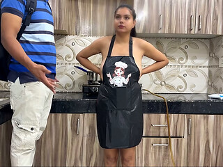 MILF Sara Caught Naked in the Kitchen! Stepson Banged Her Hard! Hindi