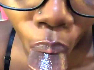 Petite 18 Year Old Cutie Ebony Nerd in Glasses Sucking No Breaks 8 Mins Straight in Fake Model Facial Cumload Casting - Jhodez1