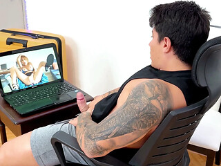 Busty Latina MILF gives a jaw-dropping blowjob and lets him cum on her face