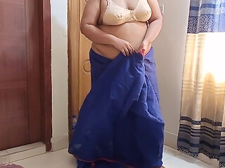 62y Old Palestine Beautiful Sexy Granny Wearing Saree & Blouse Then a Guy Seduced & Fucks He