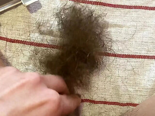Hairy Pussy Haircut Close-Up - Cute Blonde MILF Trims Bush