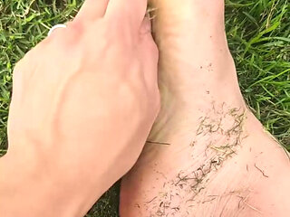 Grounding Barefoot and Grass Stains on Soles