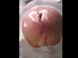 Fucking Big Cock w Fleshlight Ice from downunder with POV cumshot in open pussy
