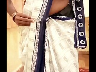 Desi Indian Tamil Wife Renu Panties Body Show & Slow Saree Dressing Tease to Roommate Bestie!