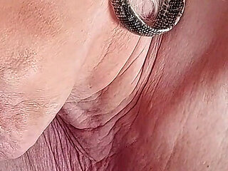 Horny Granny Fingers Wet Pussy to Shaking Orgasm