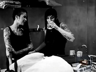 Classic Tattooed Lesbians Licking, Sucking and Probing Their Smooth Shaved Pussys
