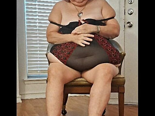 BBW Mature Redhead Nurse Vicki Models Lingerie