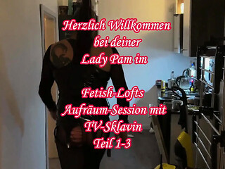 TV Slave worships foot of dominant woman in BDSM fetish session