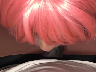 Glossy-lipped Sissy Princess Drops to Her Knees and Teases BBC with Slow Tongue Swirls Before Gagging Balls-deep 1