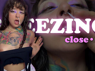 Loud, Wet Sneezes. Close-up.
