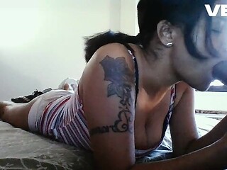 Brown Beauty Gags on BBC while swallowing thick cum