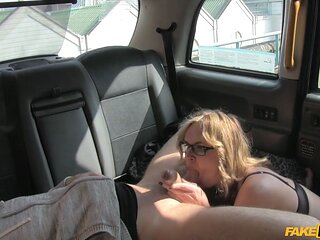 Randy cougar gives mind smoking bj and recieves big facial cumshot - faux taxi