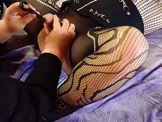 Mistress sounding urethra dilator play session for sissy with anal vibrator