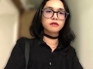 Caged Asian Sissy Public Anal Play in Stairway