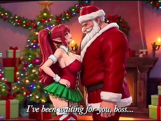 Santa give special gift to busty milf on Christmas