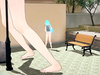 Blonde Giantess Squirts hard from being Watched