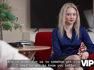 Shaved blonde GF begs for more rimming in VIP4K scene