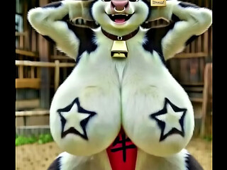 Furry Cow Woman Oppai Dancing