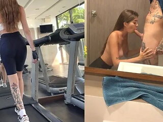 Fit Babe Taste My Protein after Workout / Public Sex