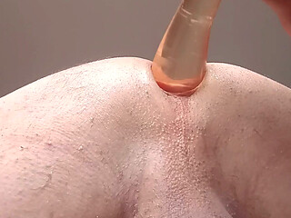 My translucent dildo, watch my ass open.