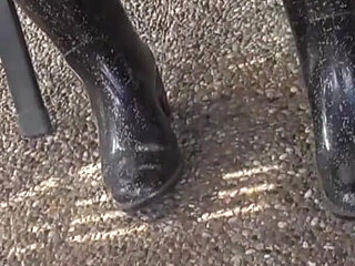 With Rubber Boots Outdoors