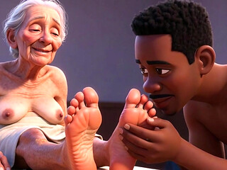 Elderly Granny Getting Feet Oiled & Licked - Sole Licking Pleasure
