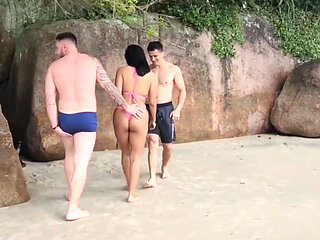 I Met Two Hot Guys On The Beach And I Was So Horny That I Gave It To Them Right There