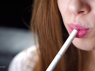 Soft Russian Beauty Smoking Cigarette Calm Moments