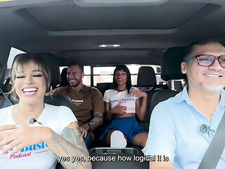 Brittany Taylor Big Ass Ebony Fucks Blonde Guy in Car Doggystyle - Friend Watches & Moans Loud