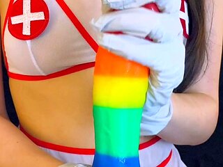 Masturbating solo babe loves her toys