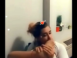 Wife sucking and smelling her own feet