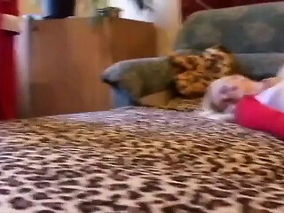 Blonde slut in santa hat gets hardcore threesome fuck session