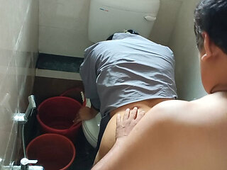 Madam fucked standing in the office toilet