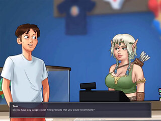 Summertime saga: stepsister jerks her step brother's dick on cam show ep 98