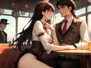 A sloppy hardcore maid takes a steampunk juices bath for