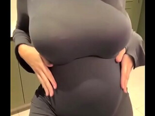 Pregnant stepmom with milky tits undresses and sucks cock