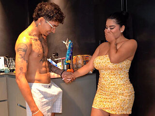 MILF Maid Gives Boss's Son Blowjob For Raise - Thiago Lopez & Issane