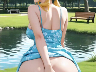 Hentai anime - I got horny in the park and I started playing with my dildo