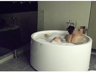 Asian Couple Having Sex In An Outdoor Jacuzzi, Someone Is Peeking