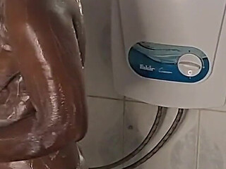 Masturbating Her Pussy in the Bathing Room