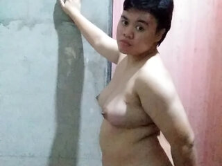 Asian teen get a lat night shower but it make her more horny