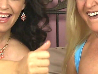 Busty MILFs Charlee Chase and Alexis Golden Stroke a Hard Cock!
