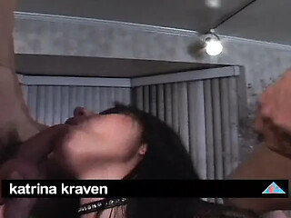 Wild vixen Katrina Kraven takes two cocks and creams her anus in classic sex act