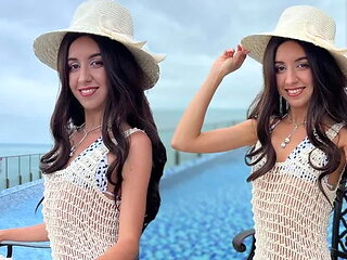 Gorgeous Spanish Blanca Wants to Try Russian White Cock on Vacation - Creampie