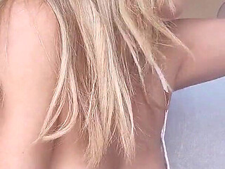 Naughty Blonde Showing off on the Balcony
