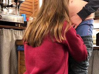 Best friend gives coworker a surprise blowjob at work