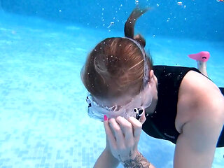 Underwater Wetsuit & Mask Fetish Filling, Bubbles & Breath Control