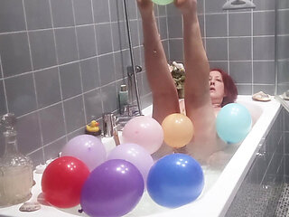 Taking a Bath and Playing with Balloons