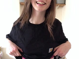 Small titted brunette amateur anal nailed at home