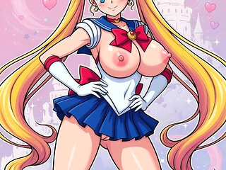 Sailor Moon Shaking Her Tight Bald Ass Pussy